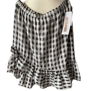 NWT Free People Dress The Population Asymmetrical Ruffle Black/White Skirt